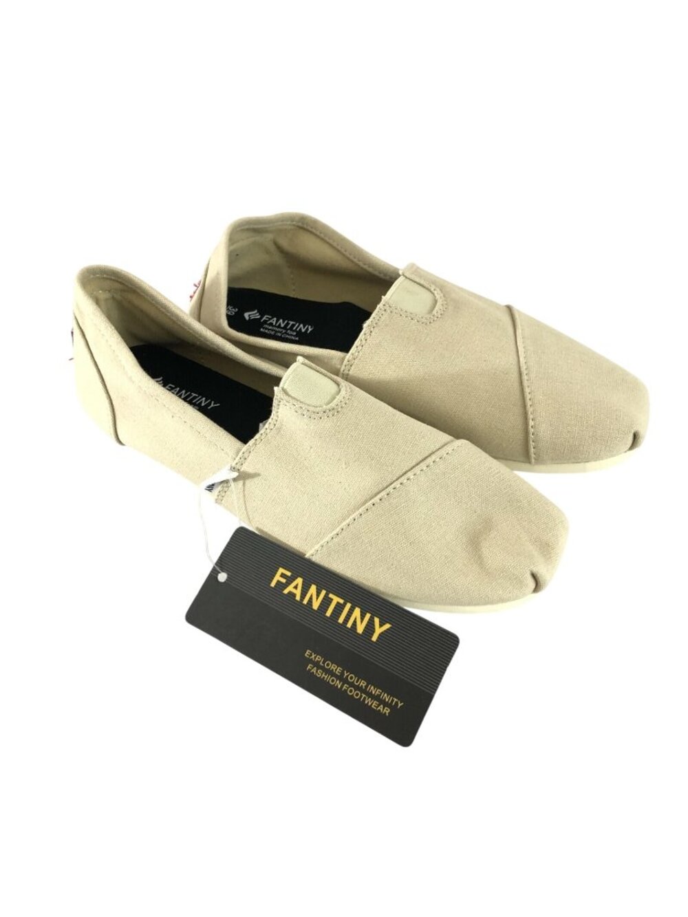 Fantiny Womens Espadrille Flats Slip On Canvas Beige Basic Size 39 US 7